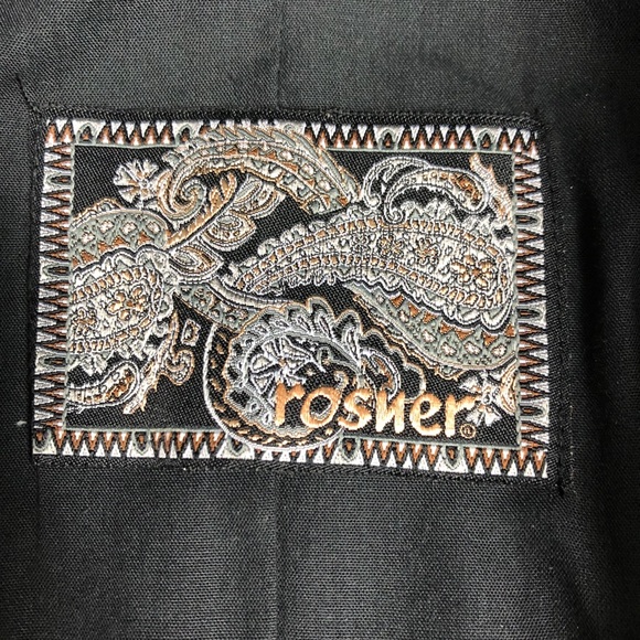 Rosner Black Velvet Blazer With Brown Stitching - Picture 3 of 10